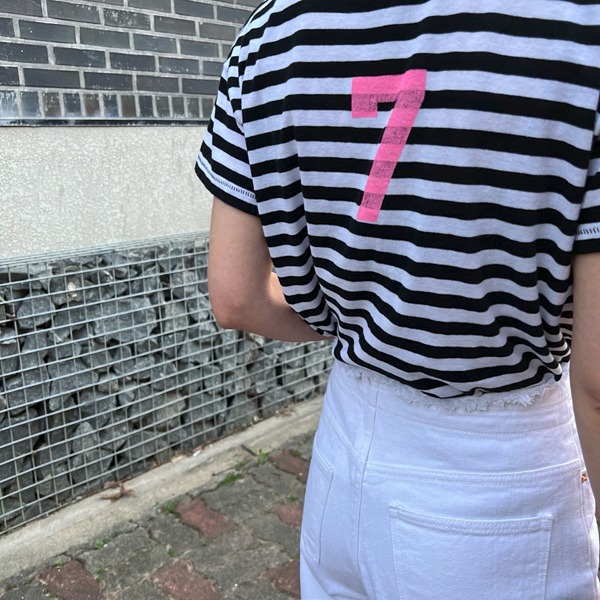 number 7 striped t-shirts
